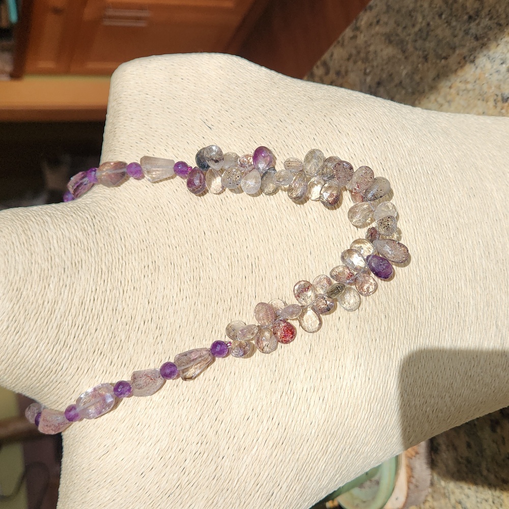 Artisan made Necklace of Moss Amethyst.